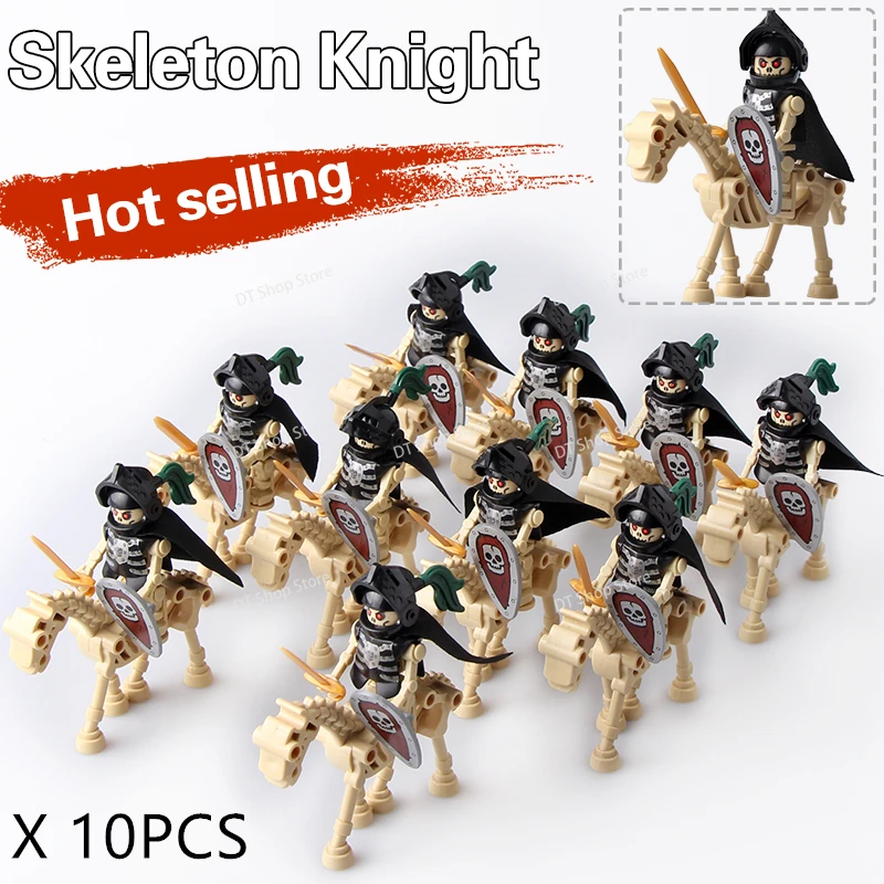 10PCS AX9815 AX9816 Military Cavalry Medieval Skeleton Knight Troop Enlighten Building Block Models Action Figure Kids for Toys