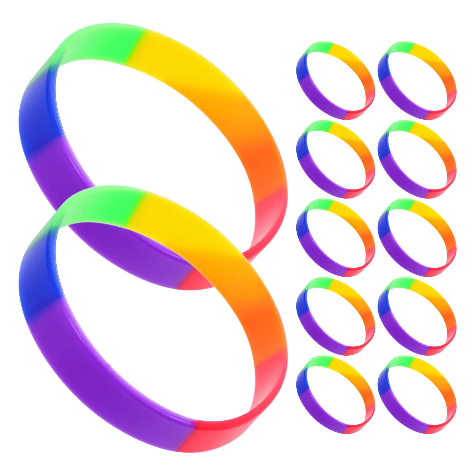 

20pcs Rainbow Silicone Wristbands Colored Bands for Pride Month Celebration Adults Fits Bracelets