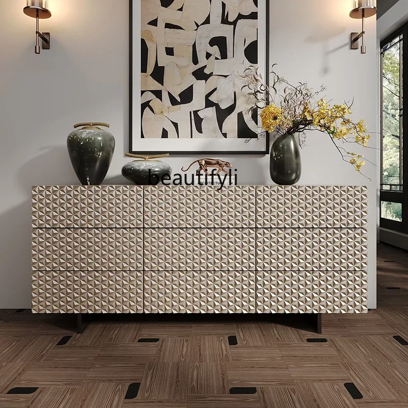 

CC American light luxury solid wood chest cabinet household living room wall locker storage bedside cabinet