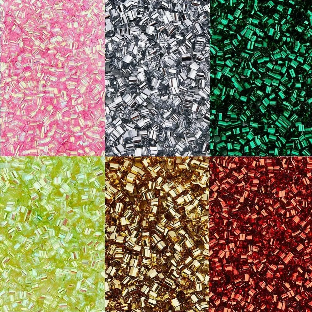 6 Colors 120g Crispy Bingsu Beads for Slim About 12702Pcs Iridescent Soft Straw Tube Beads 3D Glitter Plastic Beads making kit