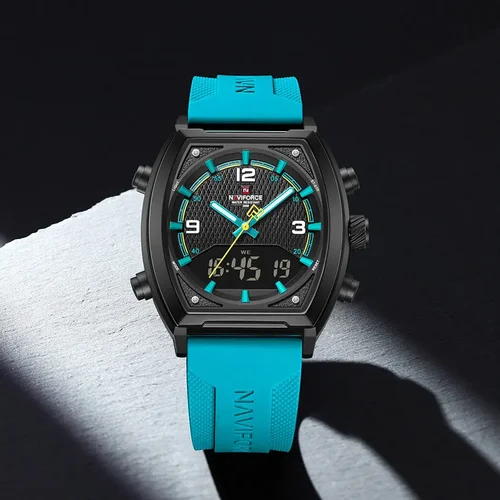 Imagen 2 del producto NAVIFORCE, relojes de lujo para hombre, reloj deportivo de cuarzo para hombre, pantalla LCD Dual, reloj de pulsera luminoso resistente al agua para hombre, reloj Masculino 2025
