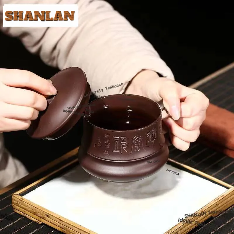 

410ml Chiese Yixing Raw Ore Purple Clay Tea Cup Master Handmade Mug Beauty Kettle Teaware Supplies Customized Zisha Teaset Gifts