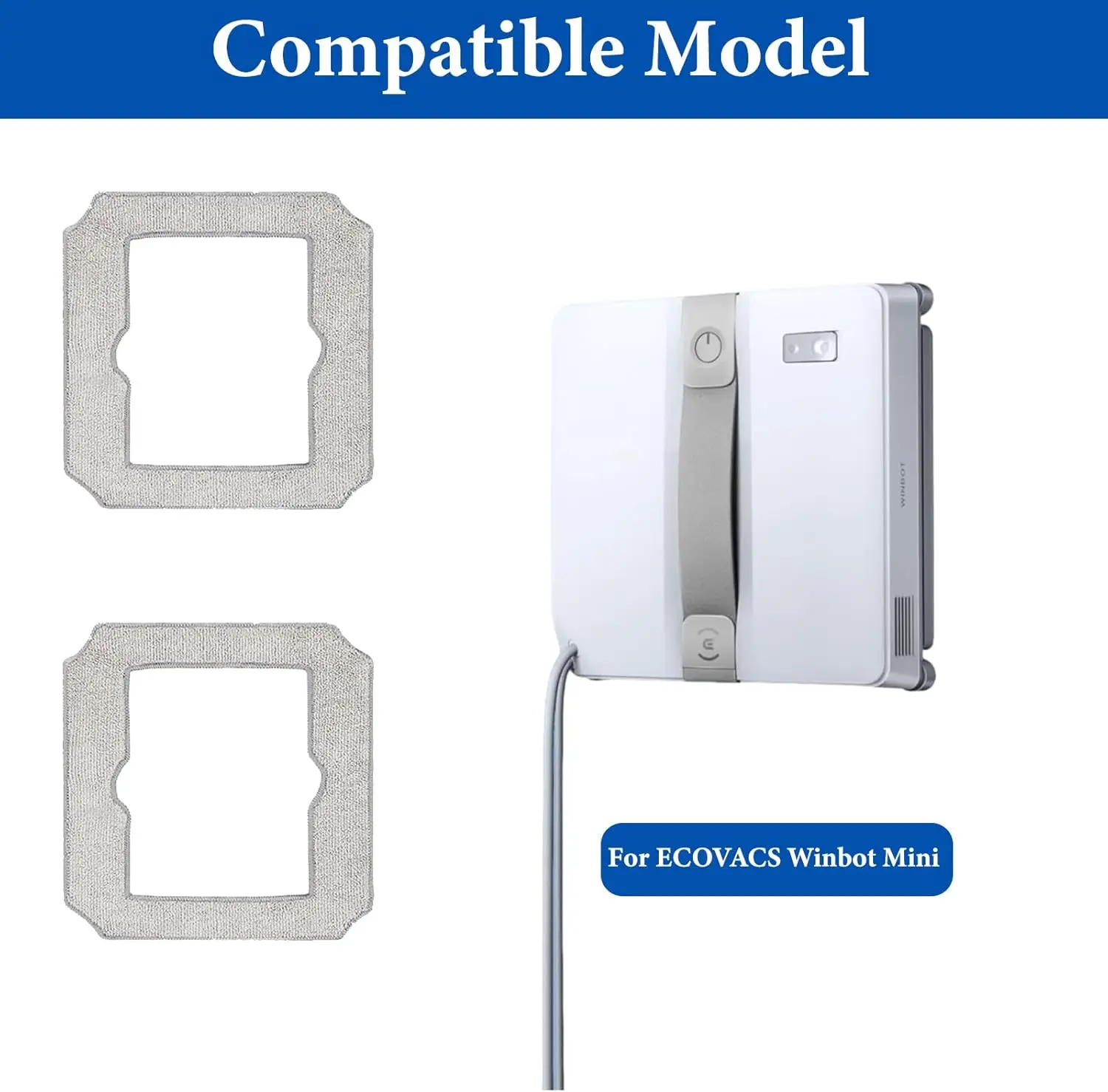 Mop Cloth Rag Compatible For ECOVACS WINBOT Mini Window Cleaning Robot Washable and Reusable Mop Pad Accessories No. W-CC02-0012