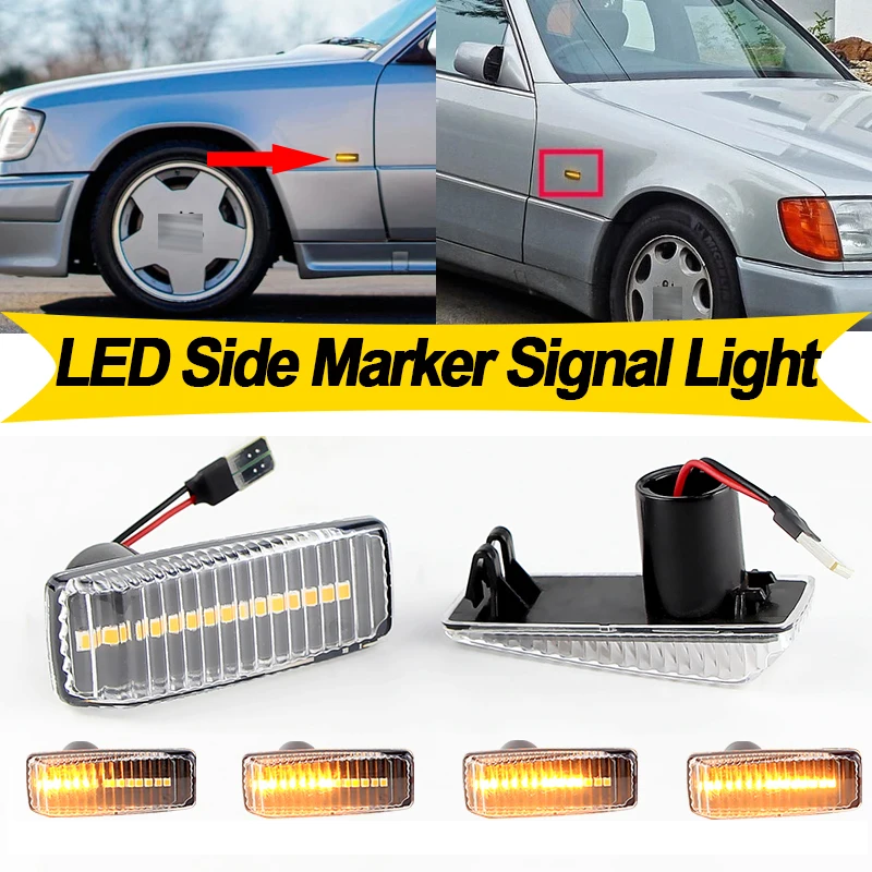 2 قطعة لمرسيدس بنز C-CLASS W201 190 1983-1992 E-CLASS W124 1985-1992 W202 W140 R129 LED الجانب ماركر ضوء بدوره مصباح إشارة