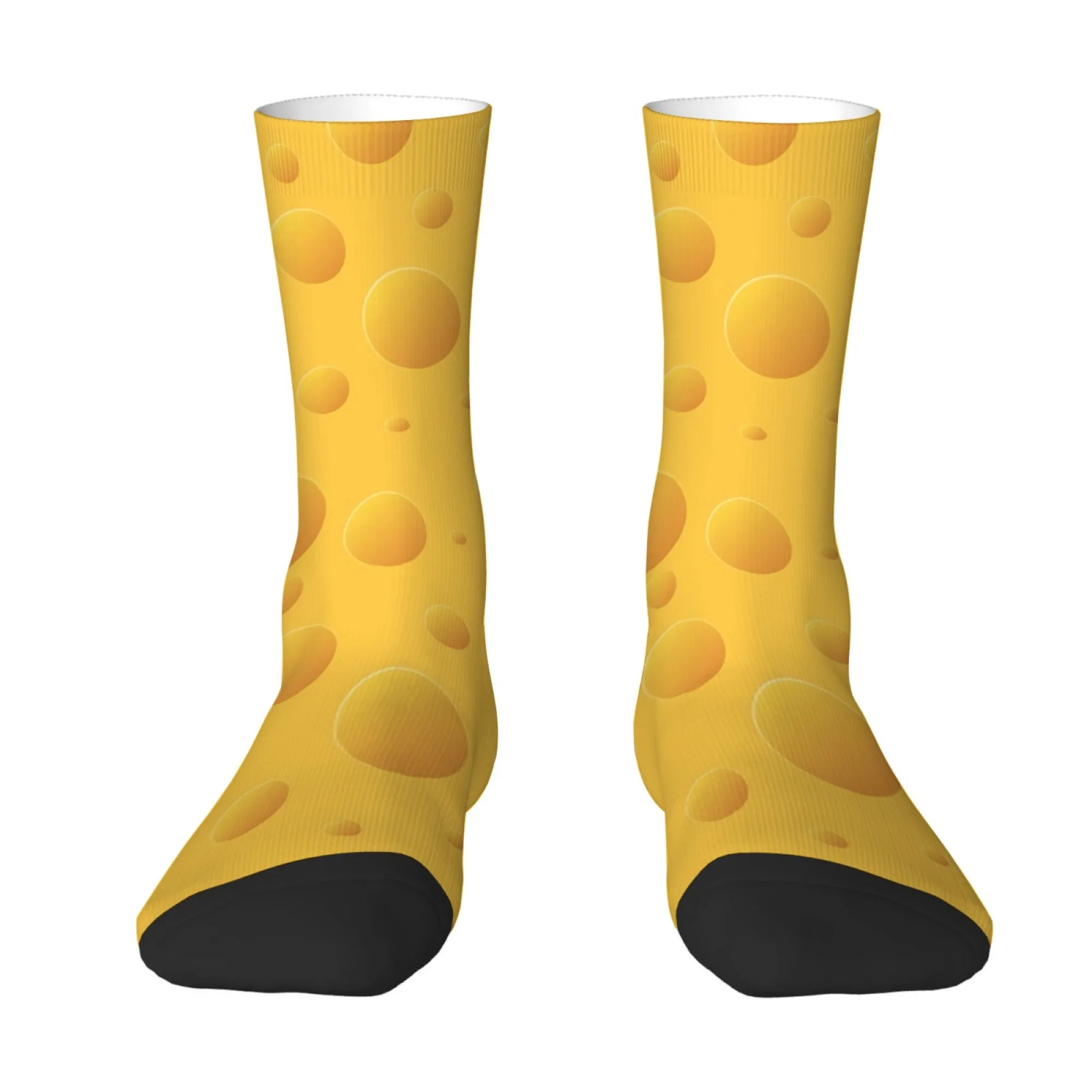 Cute and Fun Cartoon-print Men's Mid-calf Socks with Swiss Cheese Print Breathable Skin-friendly Non-slip Durable Happy Gift