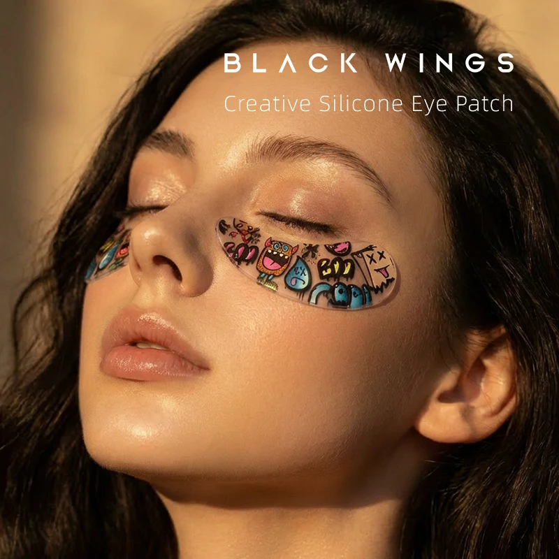 BLACKWINGS Parche de silicona para ojos Máscara de pestañas injertadas de diseño original reutilizable |   Parche de cuidado específico para la piel |   Patrón original esencial