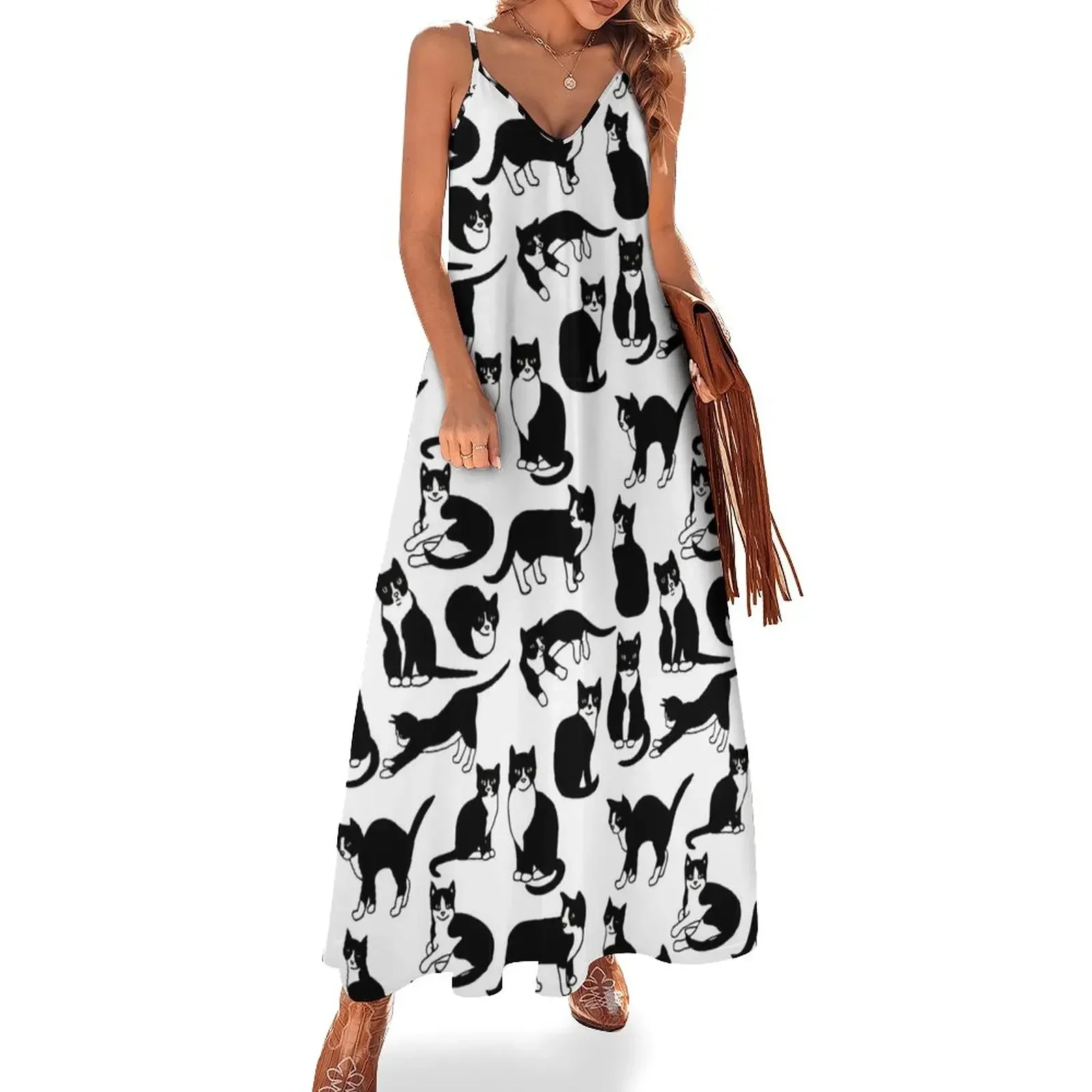 

Tuxedo Cats pattern Sleeveless Dress women dresses dresses for womens Dress