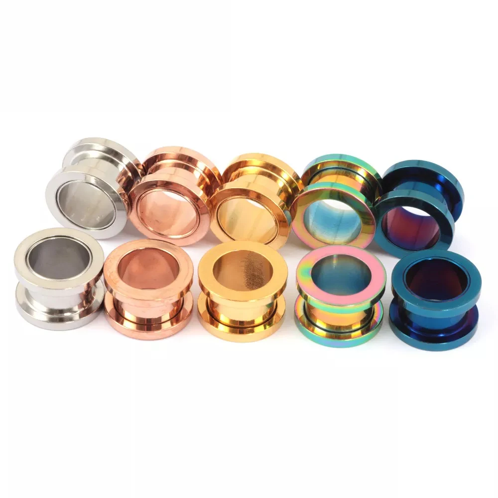 1Pc 316L Stainless Steel Ear Plugs and Tunnels Piercing Jewelry Screw Stretchers Expanders Punk Unisex Earrings Ear Gauges