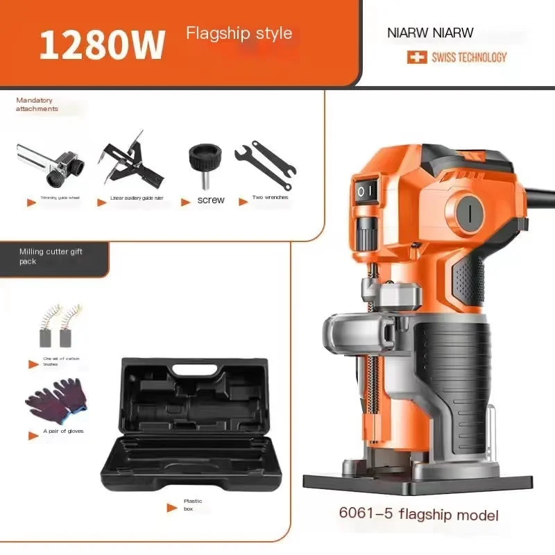 

1280W DIY Woodworking Electric Trimming Machine Electric Laminate Edge Trimmer Wood Router Milling Engraving Slotting Power Tool