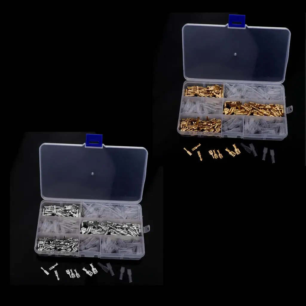 Copper Wire Crimp Terminal Set Female Spade Connector Electrical Cable Wiring Kit for Car Motorcycle Boat
