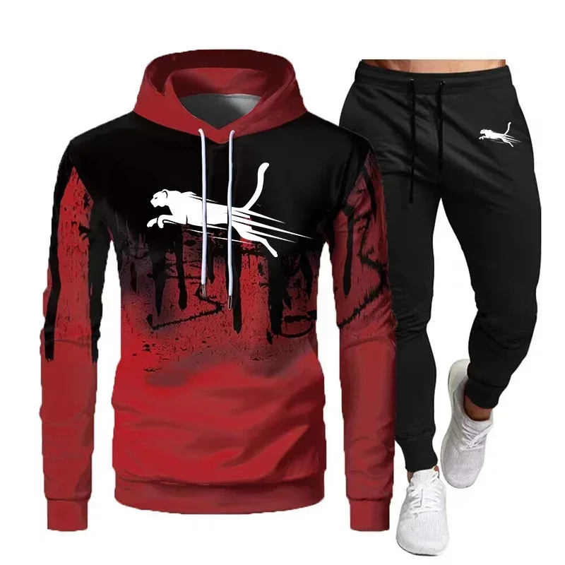 Herfst Winter Nieuwe herenmode casual Hoodies Sets Trainingspak Sportkleding Sweatpant met capuchon Sweatshirts jogging Sportsuit