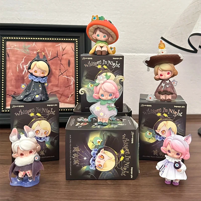 

Impopo Pix Whisper In Night Series Vinyl Blind Box kawaii Trendy Anime Figure Surprise Box Desktop Ornaments Xmas Mystery Gifts