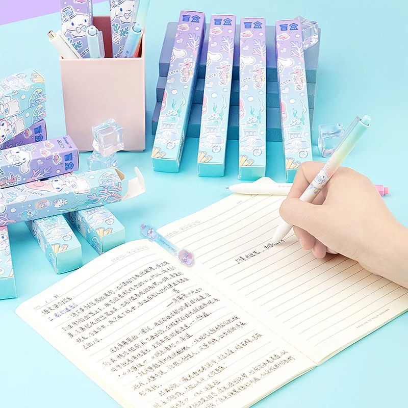 Sanrio Anime Peripheral Kawaii Cartoon Cute Cinnamon Roll Gel Pen Stationery Blind Box Creative Surprise Gift Box Student Prizes