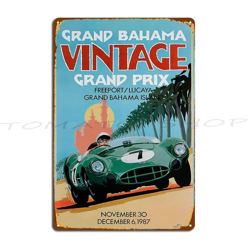1987 Grand Bahama Vintage Grand Prix Race Metal Sign Customize Cinema Rusty Printing Designing Tin Sign Poster