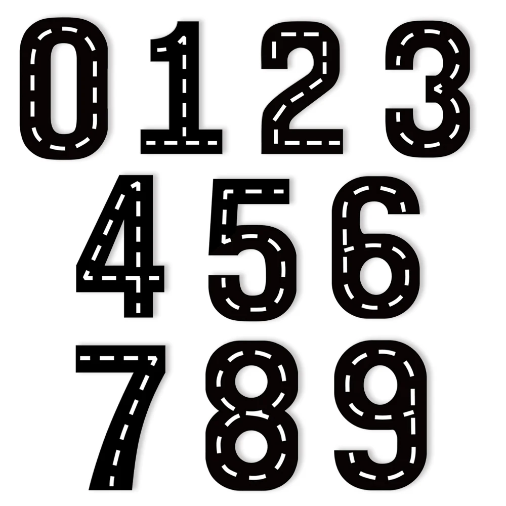 0-9 Track Numbers Decoration Racing Theme Cardboard Cutout DIY Boys Birthday Age Sign Baby Shower Party Decor Photo Props