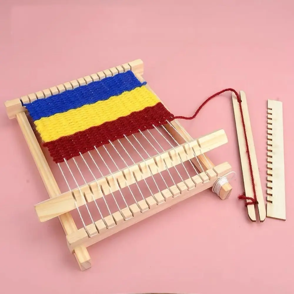 Loom Kit Tools DIY Wooden Weaving Loom Starter Kit Homemade Mini DIY Weaving Wooden Loom Sewing Machine Household Toys