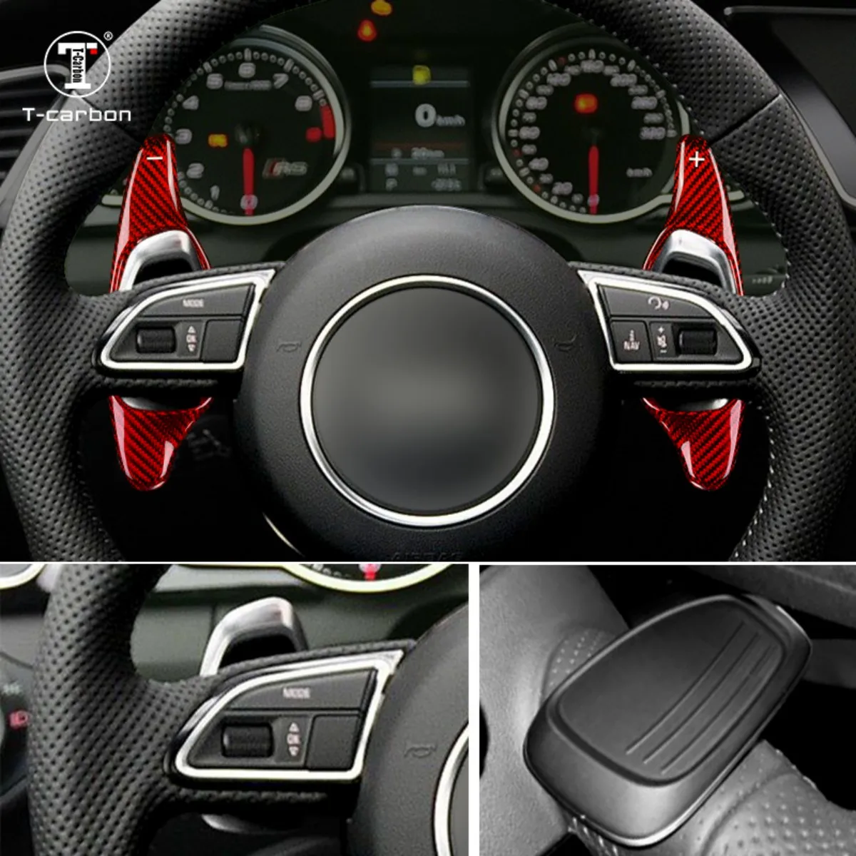 Fit For Audi S3 S5 A5 S6 SQ5 RS7 S8 RS3 RS6 Carbon Fiber Steering Wheel Paddle shifter T-carbon Auto Interior Accessories