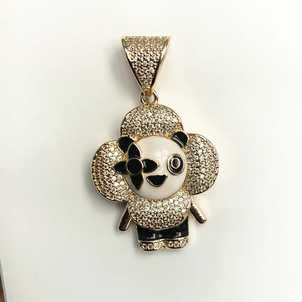 Men's and Women's Necklace Zircon Cartoon Panda Pendant 14K Gold Plated Hip Hop Rock Pop Fashion Jewelry Party Accessories