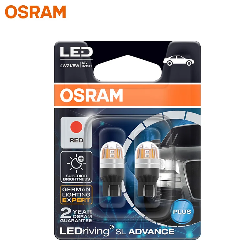 OSRAM LEDriving SL Advance T20 W21/5W 7443 12V Car Signal Brake Light Stop Lamps Parking Light Red 2/0.2W 9715R(Pair)