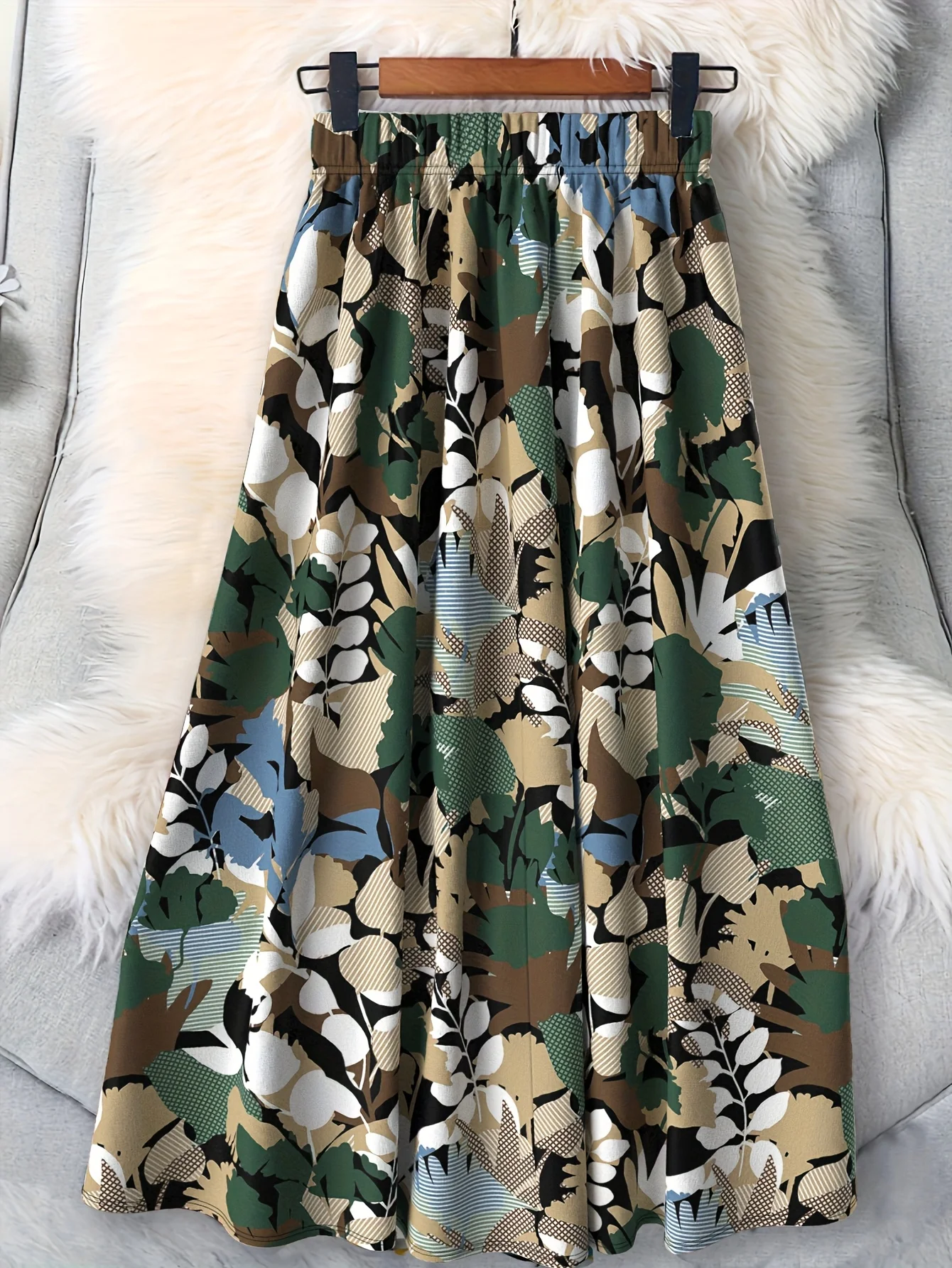 Luxy Trio Gonna a trapezio leggera con stampa floreale da donna - Lunghezza media, stile vacanza per tutte le stagioni Taglie forti