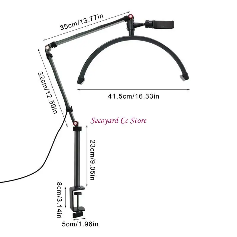 N3UC LED Half Moon Lash Light Floor LED Rings Lamp for Beauty Facials Skincare Studio
