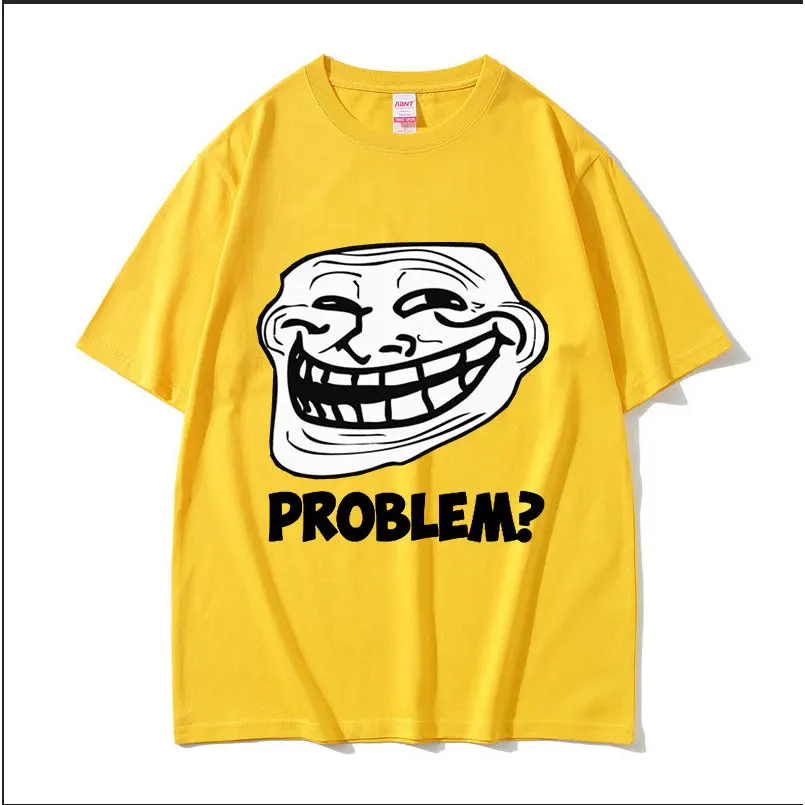 Troll Face Memes, Angry Man Problem, Fun Giant Monster Face Couple Short-Sleeved T-Shirt for Men and Women Kids