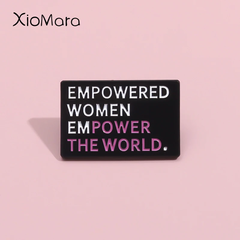 Empower The World Enamel Pins Custom Empowered Women Brooches Lapel Badges Feminism Jewelry Gift For Female Girls Friend