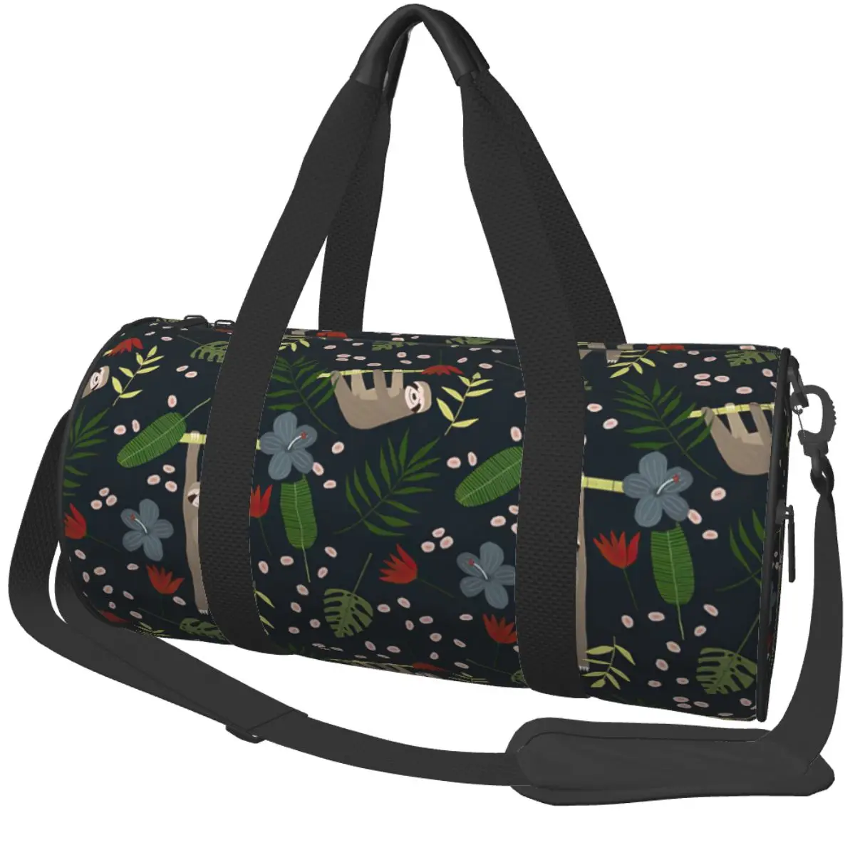 

Sloth Jungle Floral Sport Bags Cartoon Cute Gym Accessories Gym Bag Waterproof Men's Printed Handbag Travel Vintage Fitness Bag