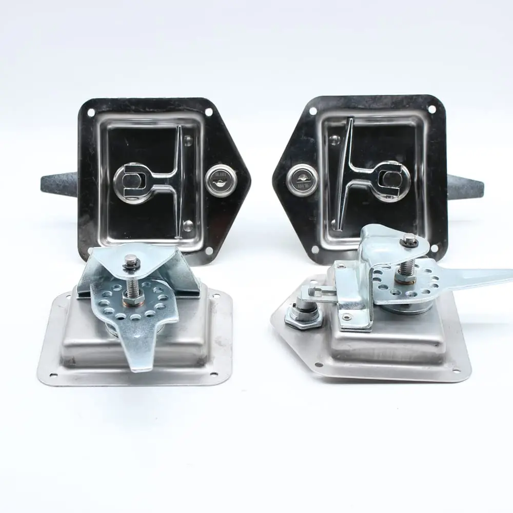 [عيد الميلاد] Loyalheartdy 4 قطعة مزلاج باب المقطورة T-مقبض قفل صندوق أدوات من الفولاذ المقاوم للصدأ أقفال مع طوقا للطي مقبض t مزلاج