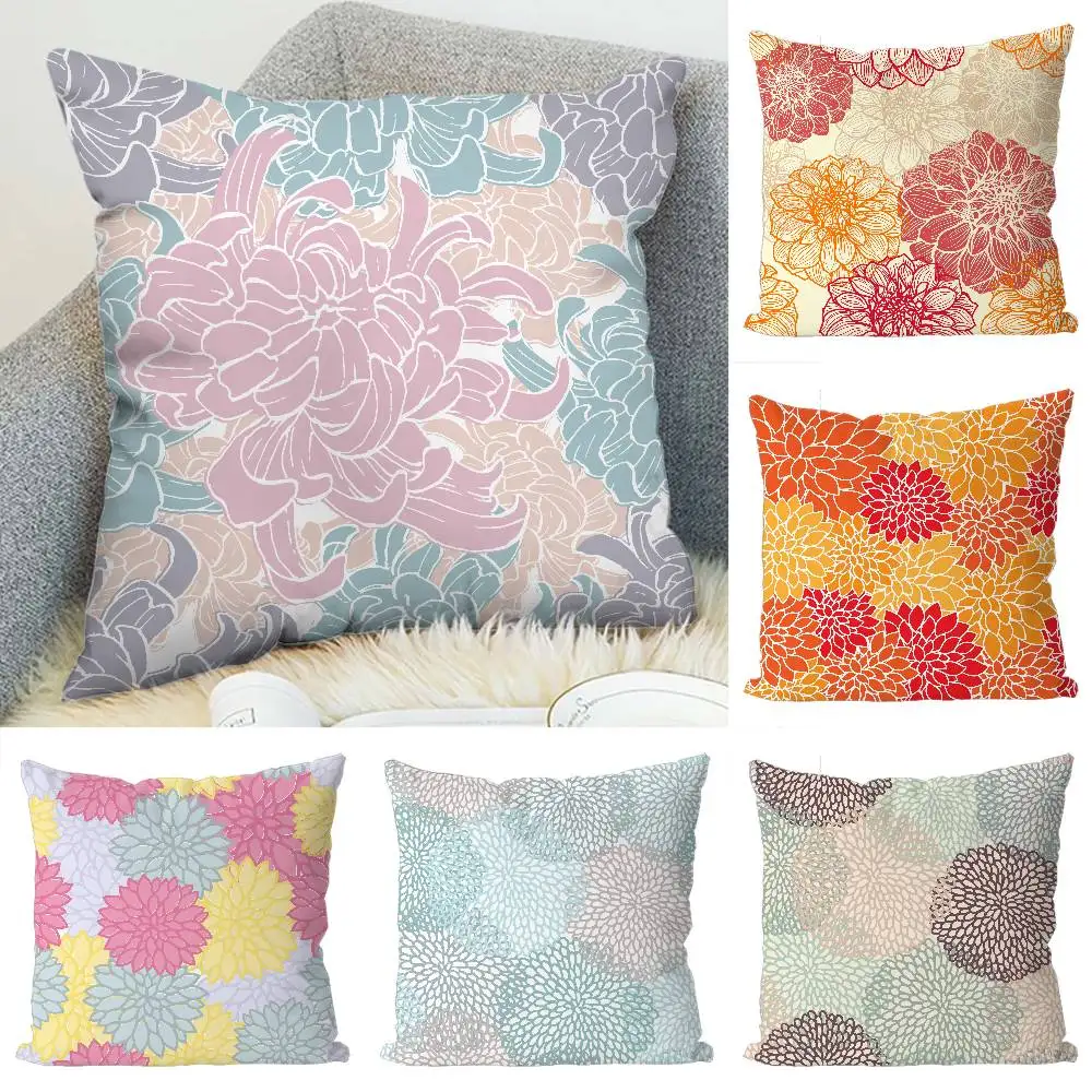 

Dahlia Flower-Pattern Pillow Case Luxury Double-sided For Car Pillows 45x45 Cushions Cover Home And Decoration Sofa Pillowcase 5