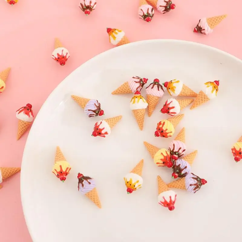 6 uds lindo casa de muñecas miniatura mermelada cono de helado modelo cocina accesorios de comida para decoración de casa de muñecas juguetes para juego de imitación para niños