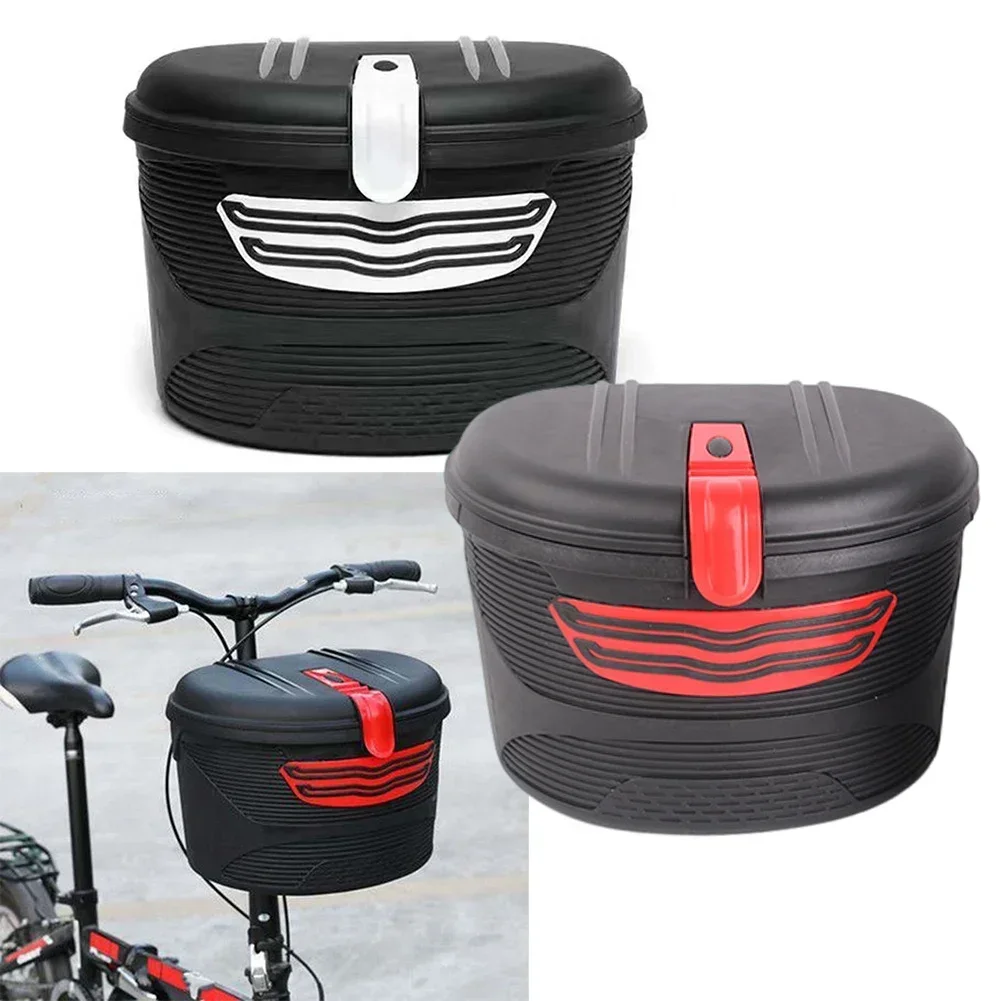 Electric Scooters Bicycle Basket Front Storage Basket Carrying Baskets With Lock Plastic Baskets With Lid E-bikes Accessories