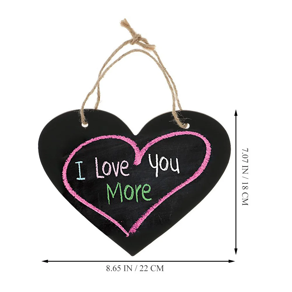 1pcs Heart Shaped Chalkboard With Jute Rope Hanging Decorative Sign For Wedding Party Favors Christmas Table Bar Counter Kids