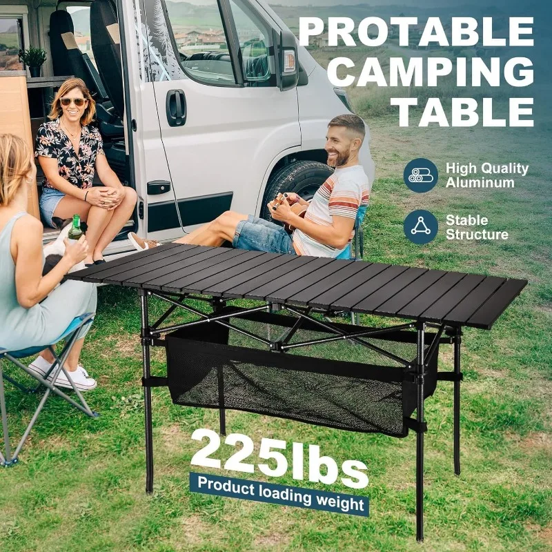 Opvouwbare Draagbare Picknick-Kampeertafel Voor Buiten, Aluminium Oproltafel Met Gemakkelijke Draagtas