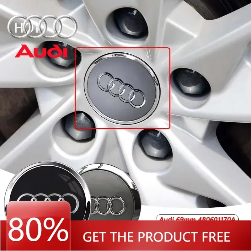 

2026 Hot Interior Stickers 4Pcs/pack 69mm Cap Hub Covers Badge Wheel Center Car Styling for Audi A3 A4 A5 A6 A7 A8 TT V8 RS3 RS5