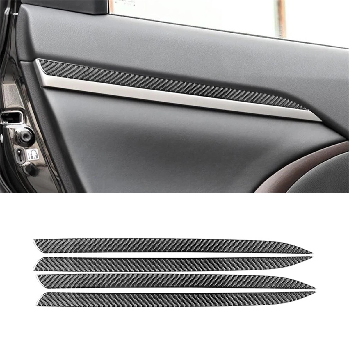 

For Toyota 15-21 Highlander Interior Modification Parts Carbon Fiber Door Panel Decoration Strip Car Accessories Car Play Tools