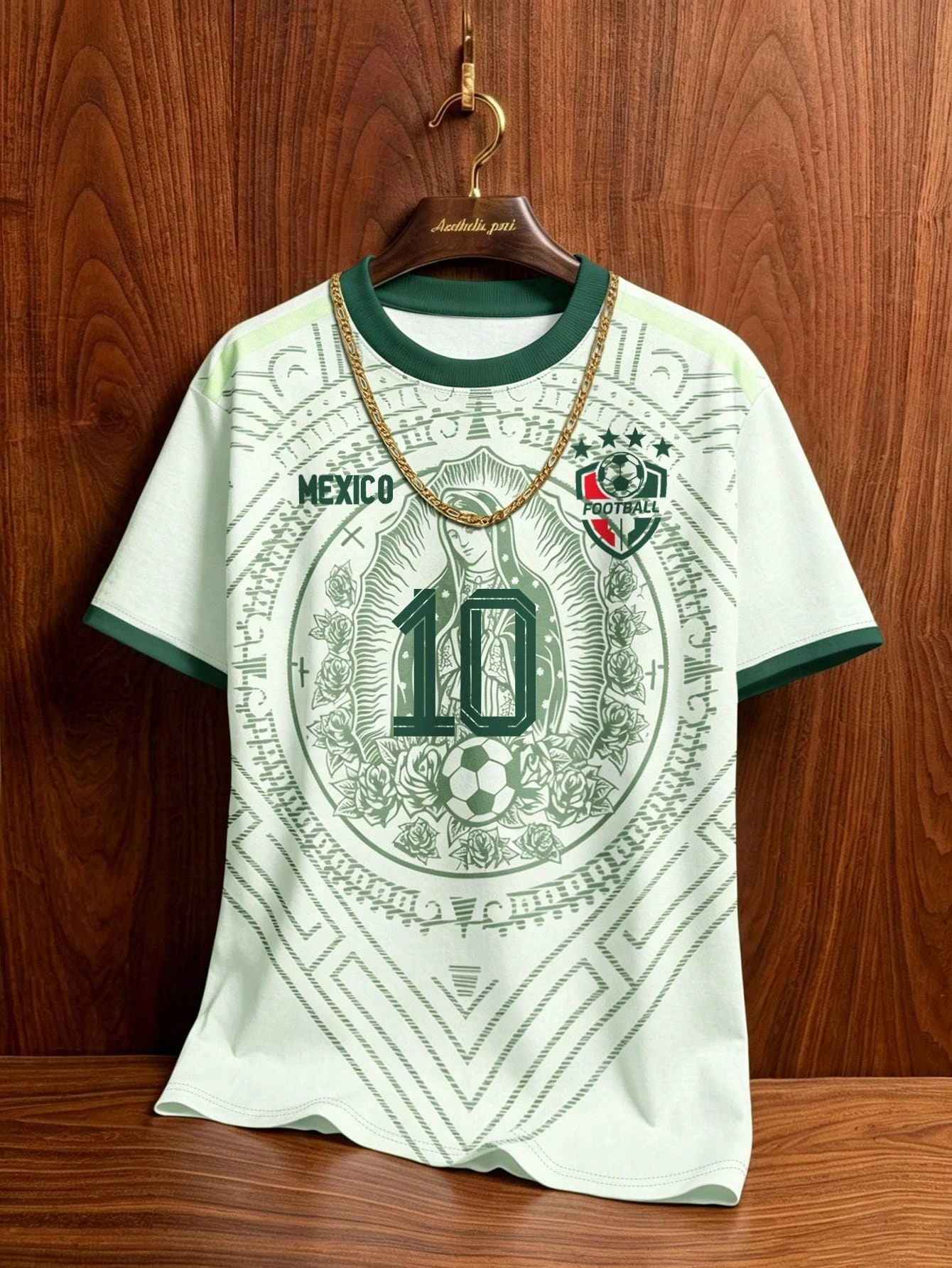 Vintage Totem Football Jersey,Mexican Mayan Pattern Short Sleeve,Brown,Summer,Streetwear,Holiday,Men's Graphic T-Shirt,Loose Fit