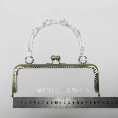 20cm bronze color women DIY bag making purse frame metal clasp accessories kiss buckle plastic bamboo handle 10pcs/lot