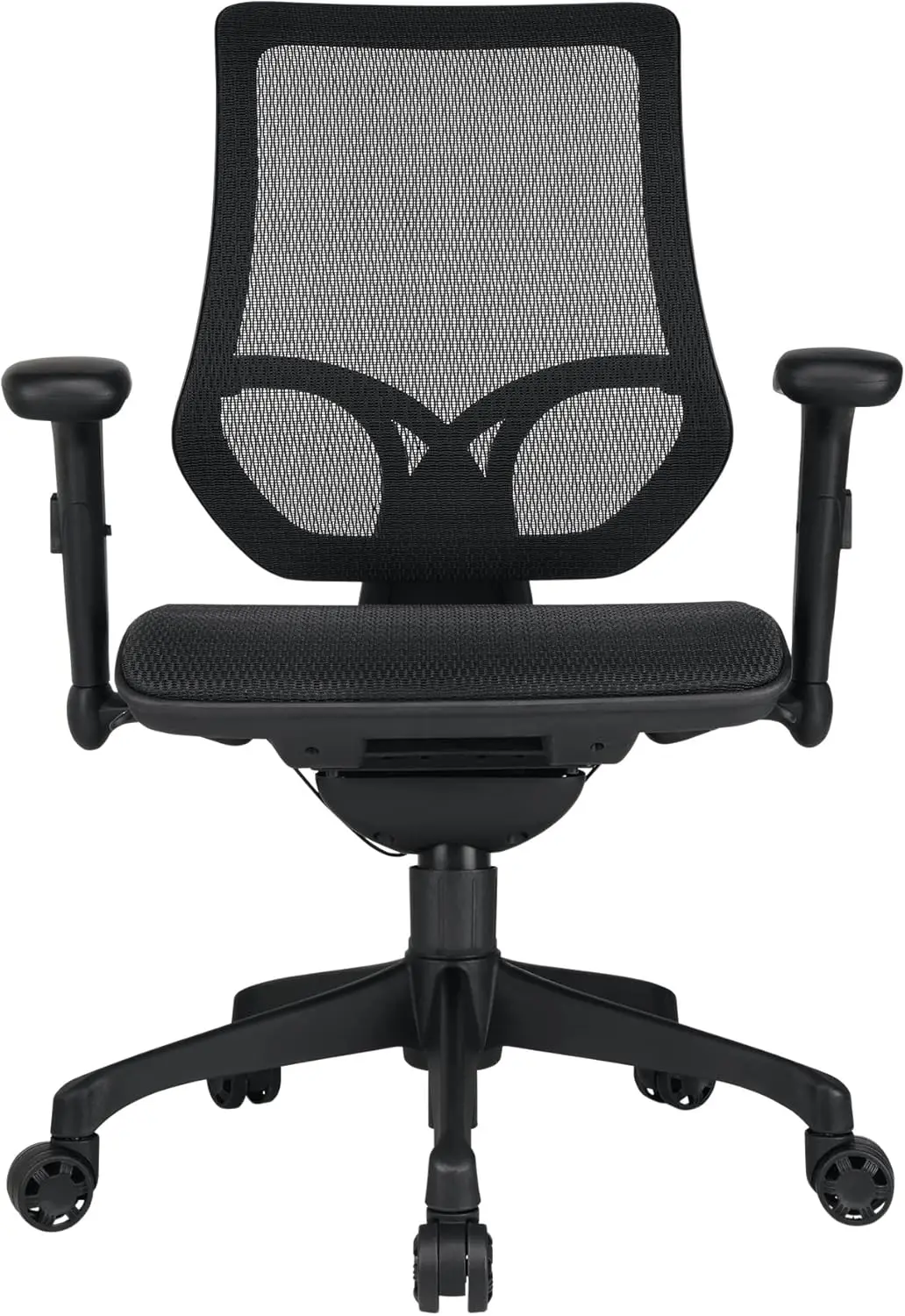 Chaise de bureau ergonomique à dossier moyen en maille, noir et noir, conforme à la norme BIFMA, série 1000