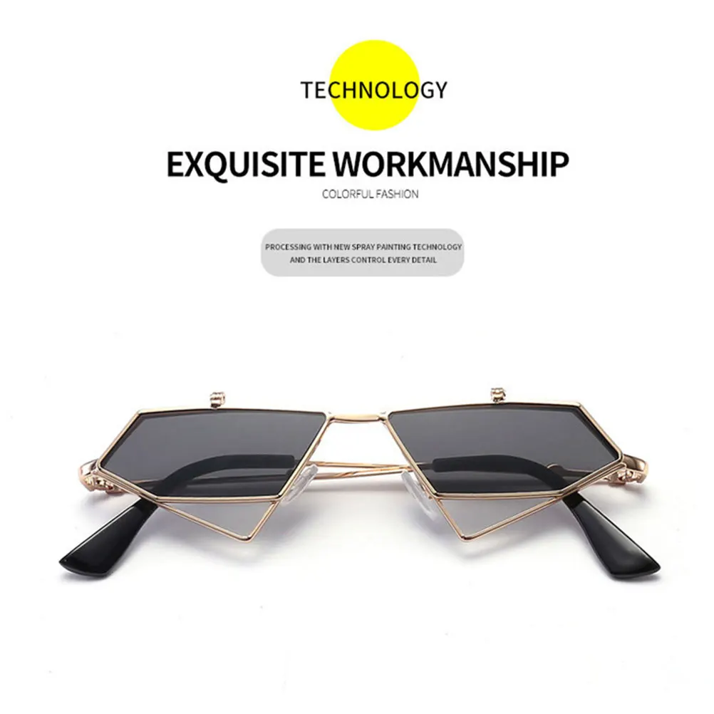 

Sturdy Punk Style Eyeglasses Cat Eye Sun Glasses Fashion Eyewear Golden Frame Grey Lightweight For Outdoor Party Daily Wear