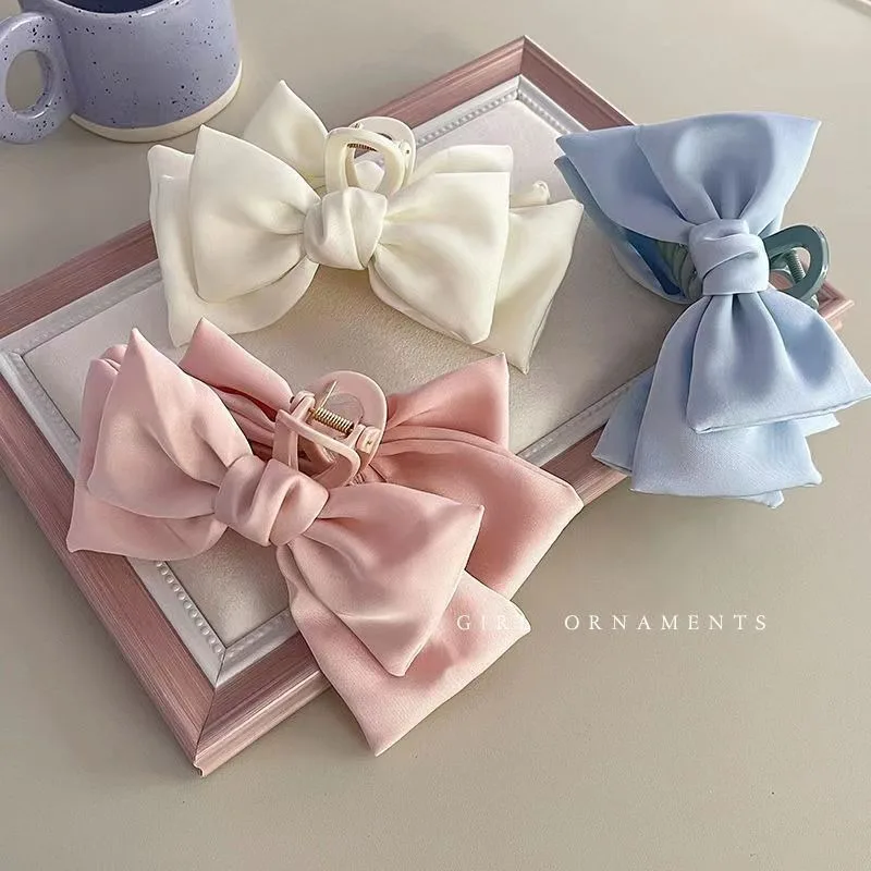 Fashion Women Bow Hairpin Korean Version of Solid Color Butterfly Satin Hair Clips Girls Hair Accessories Headwear