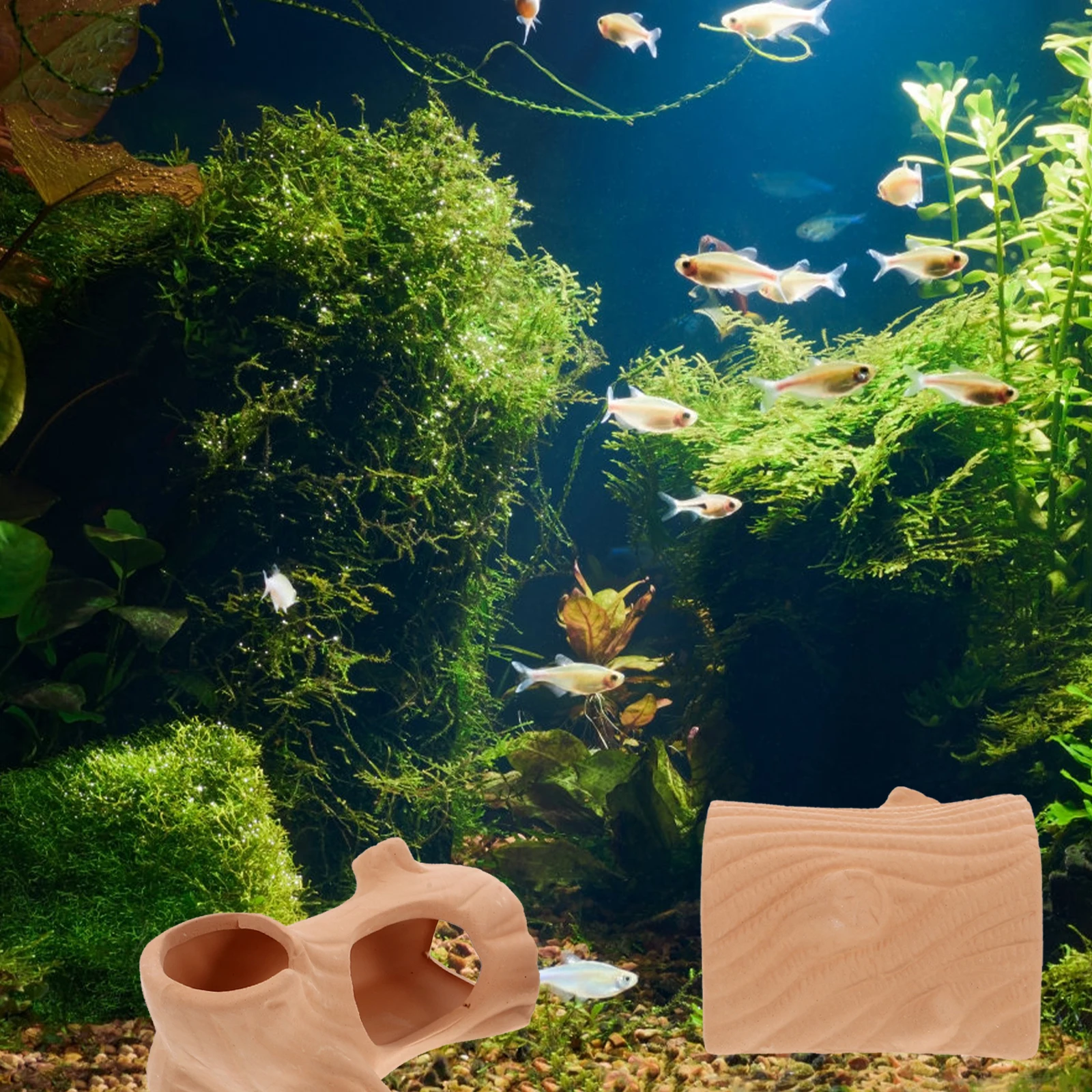 

2Pcs Fish Tank Hideout Decor Ceramic Aquarium Ornament Economical Practical Simple to Use Unique Shape Design Aquarium Ornament