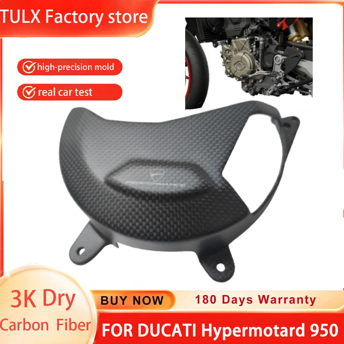 

3K Carbon Fiber Left Engines Protection Cover Cap Fairing For DUCATI Hypermotard 698 2024 2025 Motorcycle Accessories