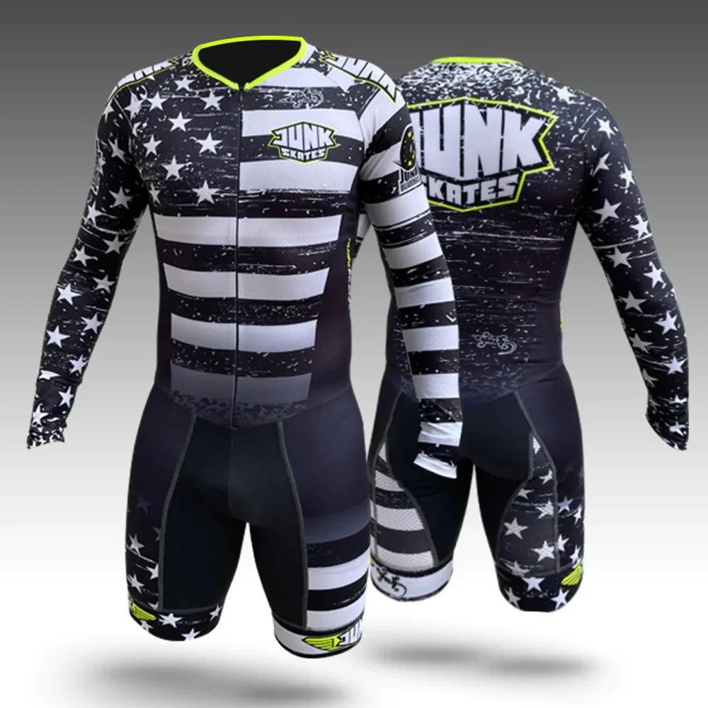 Junk Skating Triathlon Skinsuit Breathable Mens Speedsuit Inline Roller Skate Sports Tights Suit Long Sleeve Quick Dry Jumpsuit