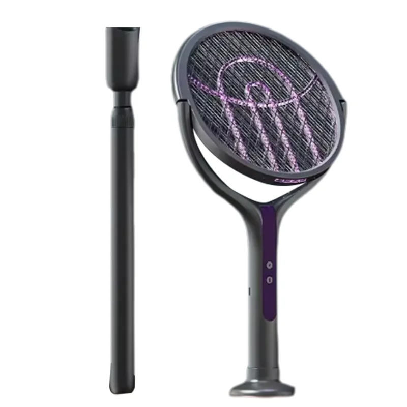 

P4-Scalable Electric Mosquito Racket Mosquito Lamp USB Rechargeable Adjustable 5-Layer Protection Grid Gnat Trap Catcher