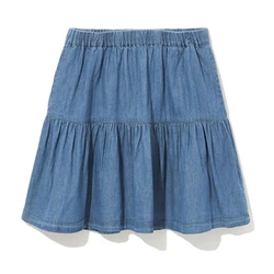 Fashion sweet College Denim ruffled skirt comfortable brand sexy girl mini jeans skirts sexy cotton vintage skirts 5XL 6XL 7XL