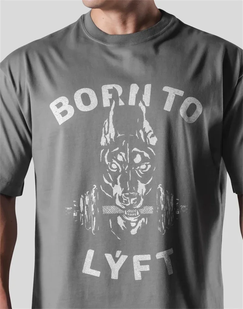 LYFT 3XL VINTAGE DOG GRAPHIC BIG T-SHIRT Men's 100% Cotton Loose Oversized-Shirts Men High Street Casual Short Sleeve Tees Tops