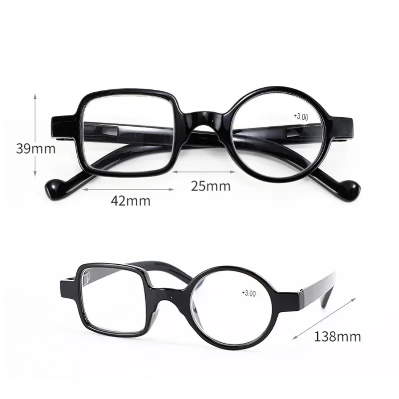 Retro Leopard Asymmetrical Round&Square Reading Glasses Women Men Presbyopia Glasses Hyperopia Eyeglasses Strength 1.0x ~ 4.0x