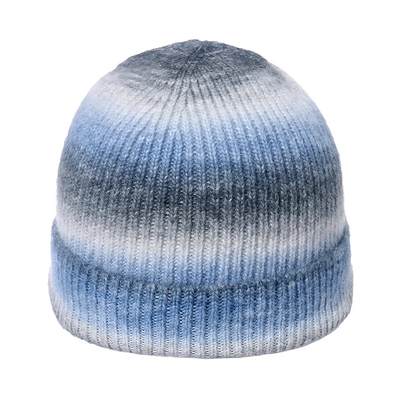 Mężczyźni kobiety Gradient Rainbow Tie Dye Hat Skullies czapki Unisex zima akrylowe Stretch dzianiny Sport wiatroszczelna ciepła Melon Cap W43