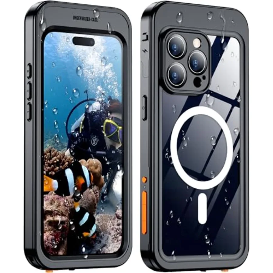 

Underwater Camera Case for iPhone 15 Pro Max: Bluetooth Control, IP68 Waterproof, Physical Button Photography Video, Silicone M